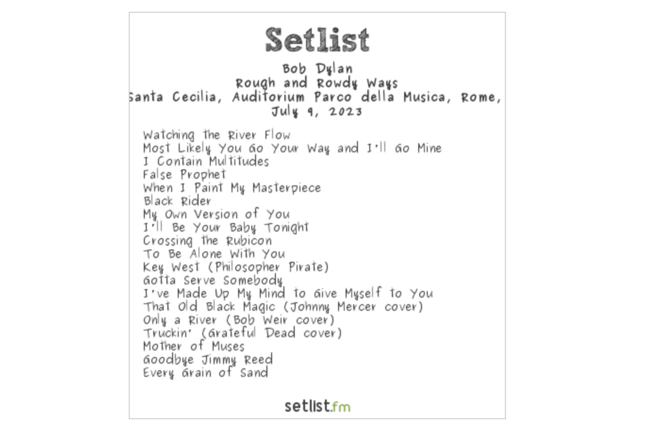 Bob Dylan Takes a Break From the Rough and Rowdy Ways Tour | setlist.fm